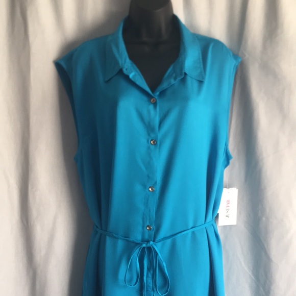 JustFab Sleeveless Pullover Dress with Shoe String Tie Belt - Picture 4 of 7